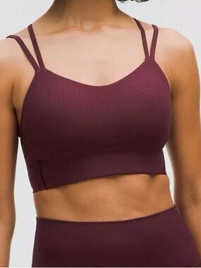 Lululemon Like A CloudRibbed Longline Bra in Garnet Size 2